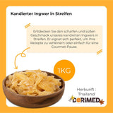 Kandierter Ingwer in Stücken 1 kg | Dehydrierte Trockenfrüchte Glasierte Ingwerscheiben | Geschnittener kandierter Ingwer | Gesüßte getrocknete Blätter | IDEAL für Rezepte | Vegetarier und Veganer. Naty Shop dehydrierte Produkte