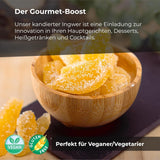Kandierter Ingwer in Stücken 1 kg | Dehydrierte Trockenfrüchte Glasierte Ingwerscheiben | Geschnittener kandierter Ingwer | Gesüßte getrocknete Blätter | IDEAL für Rezepte | Vegetarier und Veganer. Naty Shop dehydrierte Produkte