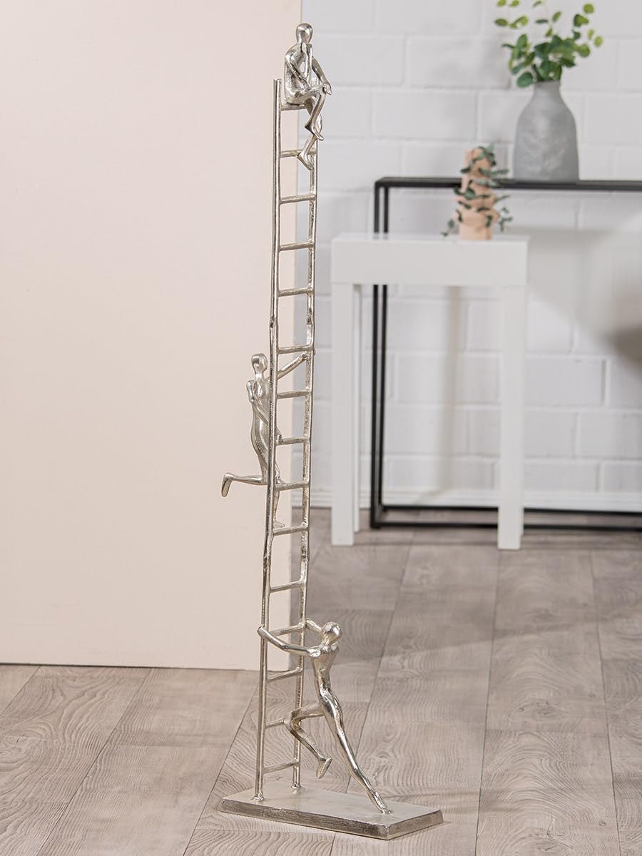 GILDE Deko große Figur Skulptur XXL – silberne Dekoskulptur aus Aluminium Farbe: Silber – Wohnzimmerdekoration Jubiläumsgeschenk Höhe 114 cm Statuetten und Skulpturen Naty Shop silber Höhe 114 cm