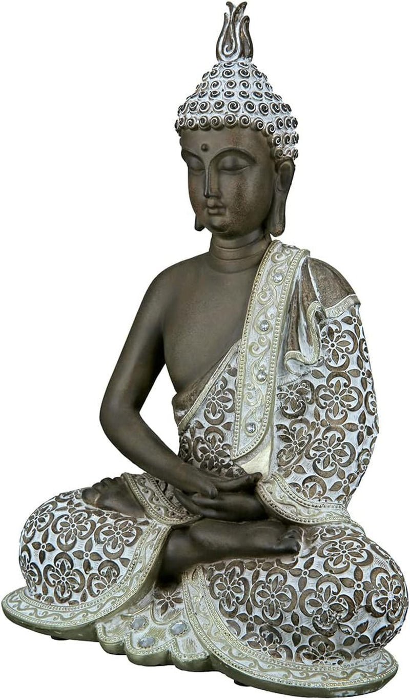 GILDE Dekoskulptur Sitzender Buddha - Meditation - braun/weiß - Höhe 29 cm Statuetten und Skulpturen Naty Shop Braun Höhe 29 cm