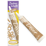 Günthart BackDecor 25 g WEISSE Zuckerbuchstaben für jedes Dessert in weißer Zuckerfarbe für schöne Buchstaben und Designs, 1 Packung (25 g) Zuckerpaste Naty Shop Kleine goldene Zuckerbuchstaben