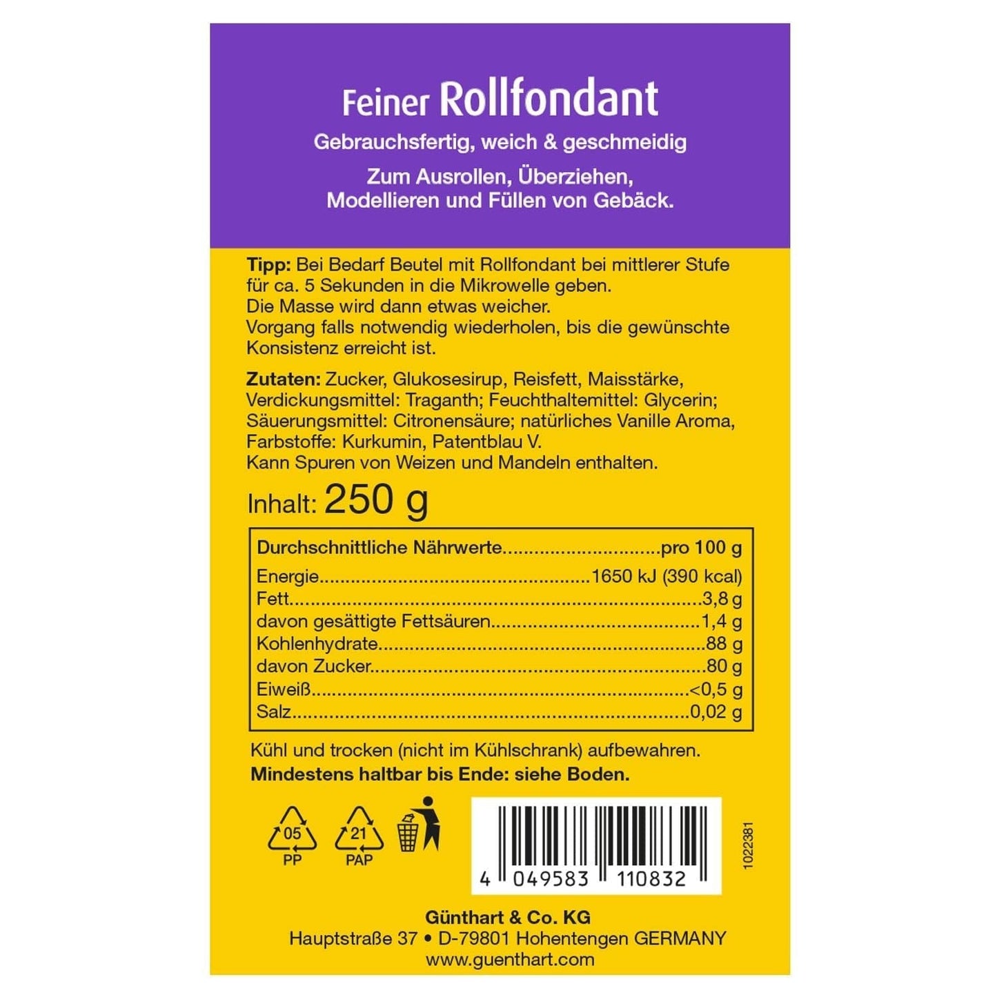 Günthart BackDecor 250 Fondant grün, 100 % vegan, palmölfrei, reißfest zum Überziehen von Kuchen und Gebäck, zum Modellieren geeignet, 1 Packung (1 x 250 g) Naty Shop Zuckerpaste