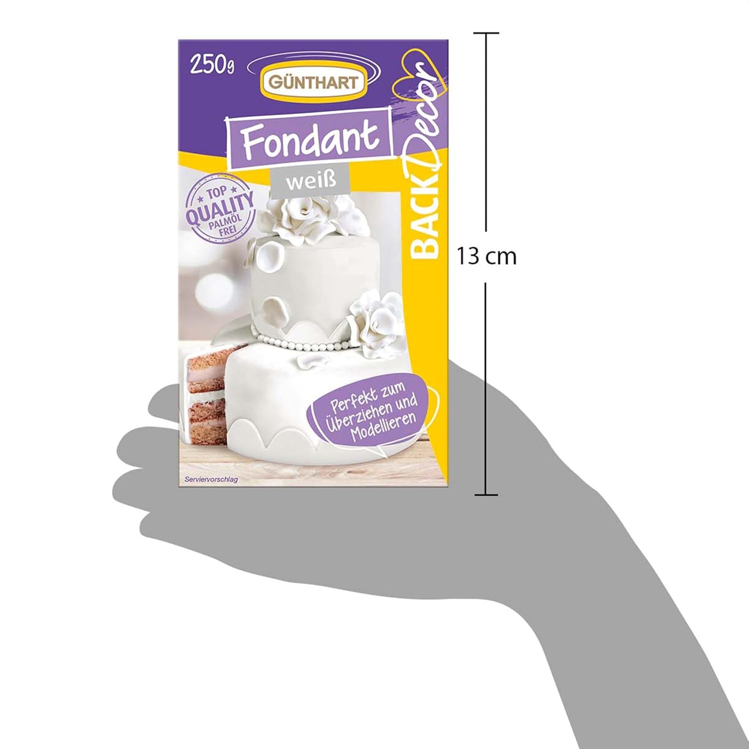 Günthart BackDecor 250g weißer Fondant, 100% vegan, palmölfrei, reißfest zum Überziehen von Kuchen und Gebäck, zum Modellieren geeignet, 2er Pack (1 x 250g) Naty Shop Zuckerpaste