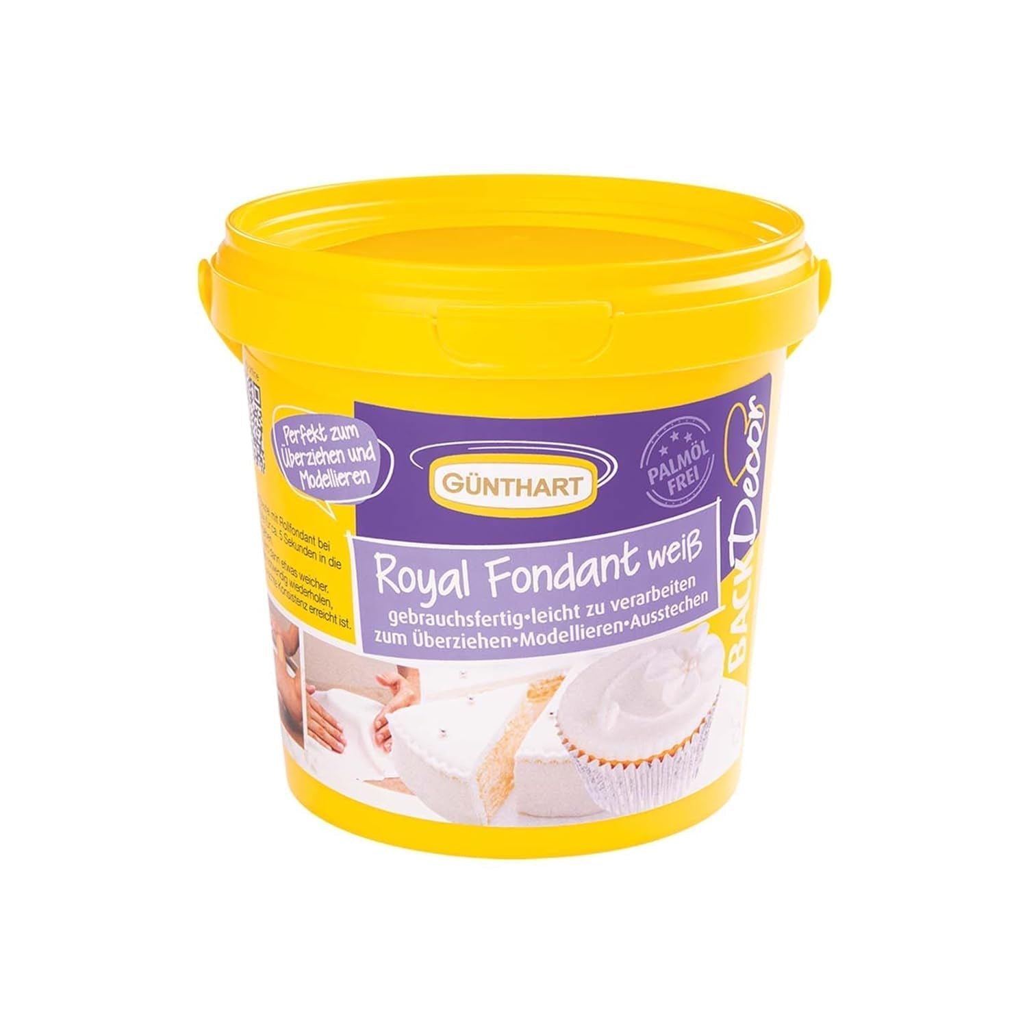Günthart BackDecor 800g weißer Fondant. Weißer Dekotisch zum Beschichten, Zuckerguss von Kuchen oder Modellieren, frei von Palmöl, gebrauchsfertig und einfach zu verarbeiten mit Zuckerpaste Naty Shop Default Title