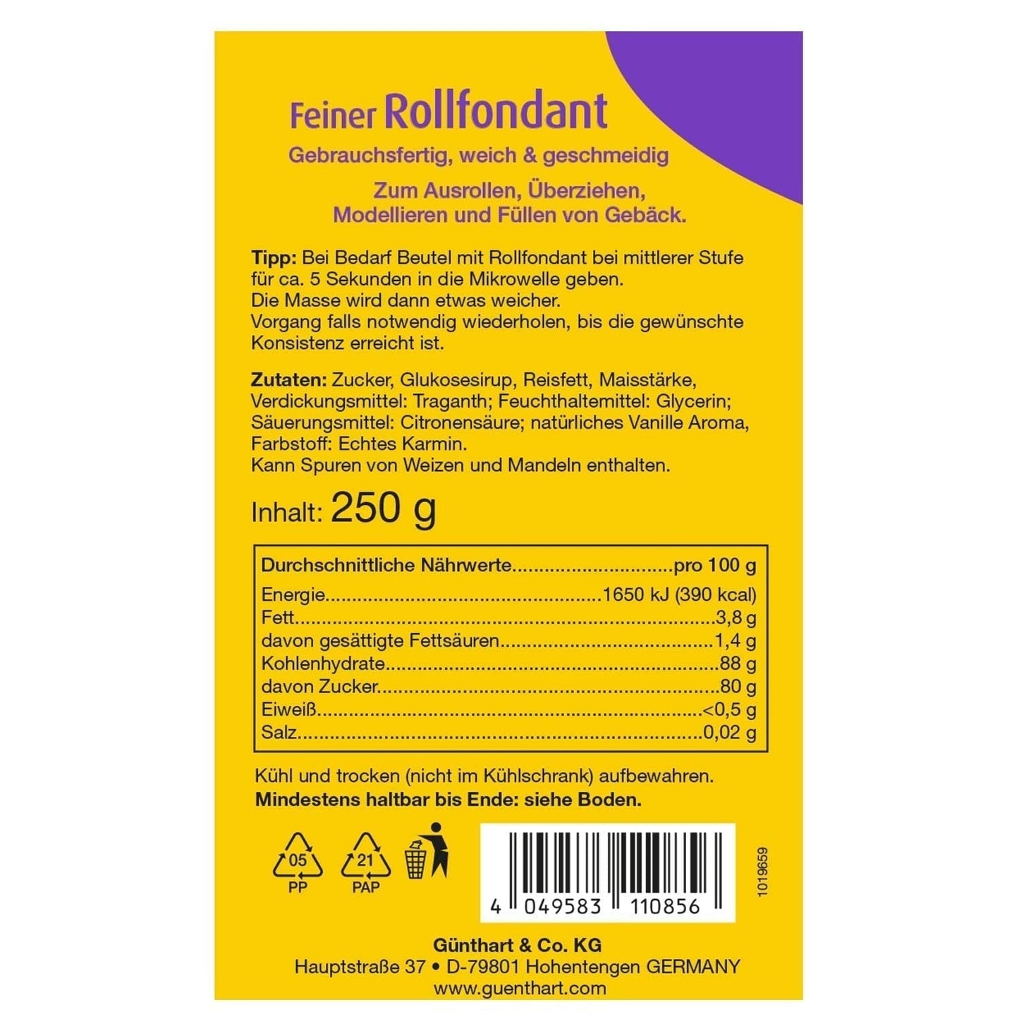 Günthart BackDecor Fondant rosa | überlegene Qualität | gebrauchsfertig | ohne Palmöl | reißfest | zum Überziehen von Kuchen und Gebäck | zum Modellieren geeignet | 2er Pack (1 x 250 g) Naty Shop Zuckerpaste