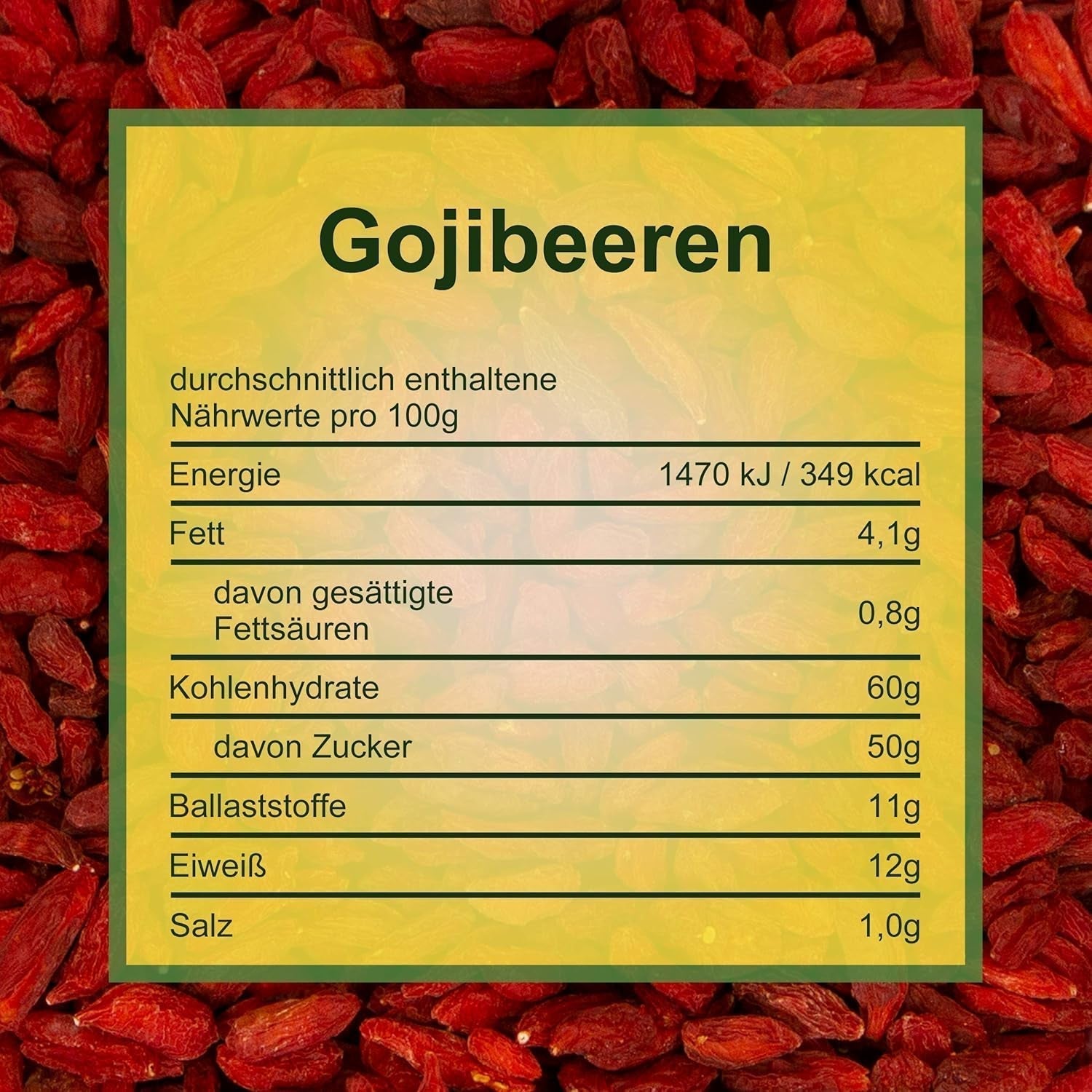 Howa Premium Goji Beeren 1 KG trocken – unbehandelt, naturbelassen – Superfood aus Asien – ideal zum Kochen, Backen oder als gesunder Snack – Goji Beeren 1000 g Dehydrierte Produkte Naty Shop