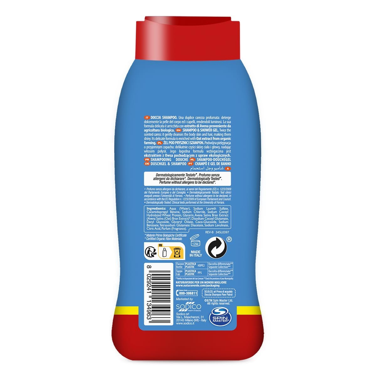 | Kinder – Paw Patrol – Duschshampoo für Kinder, Duschseife für Körper und Haare, Hygieneprodukte für Kinder, mit Bio-Haferextrakt, 250 ml Kinder – Bade- und Hautpflege Naty Shop
