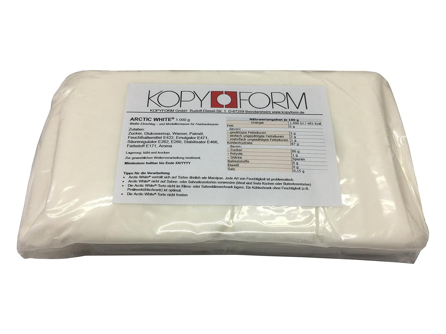 KOPYFORM Rollfondant Arctic White® 5kg, weiße Zuckerpaste Naty Shop Standardtitel
