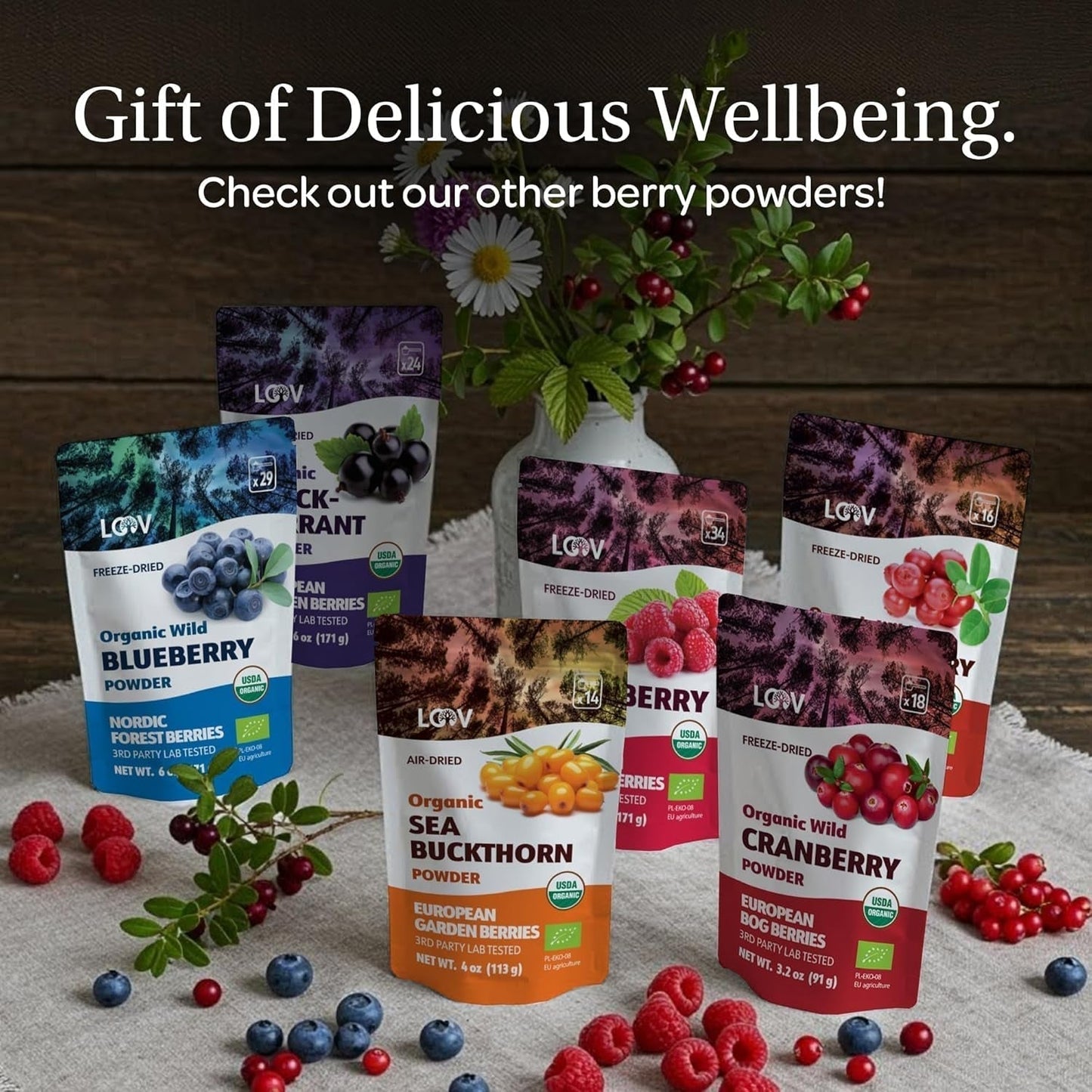 LOOV Bio-Wildheidelbeerpulver – 29-Tage-Vorrat 171 g, gut für Smoothies und Frühstück, gefriergetrocknet, Nordeuropa, ohne Zuckerzusatz, dehydrierte Produkte von Naty Shop