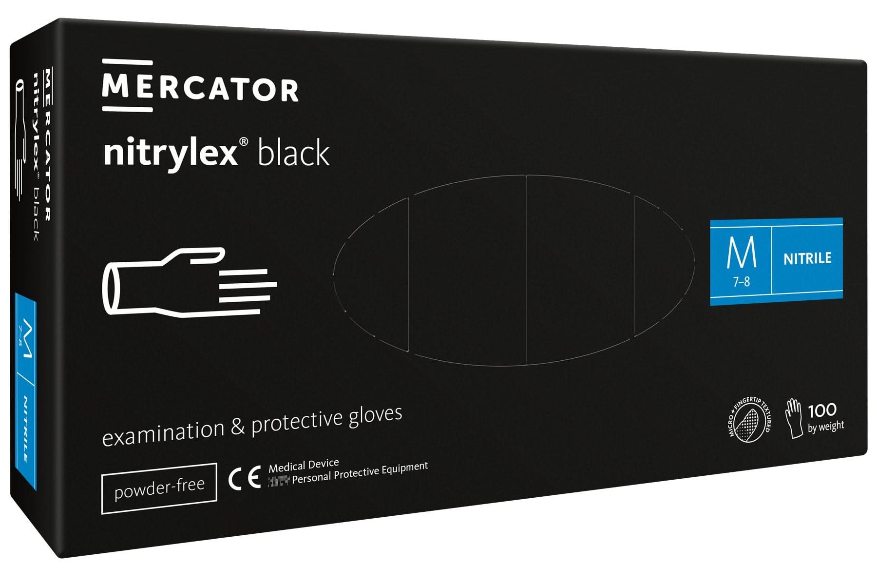 Nitrilex schwarze puderfreie Nitrilhandschuhe 100 Stück, Größe S Nati Shop