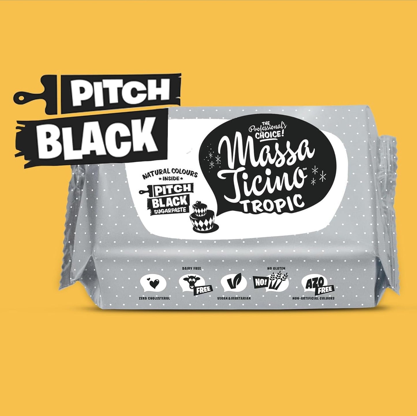 Massa Ticino Set 1x weißer Fondant 250g und 1x schwarzer Fondant 250g - Premium Zuckerpaste für Kuchen, Rollfondant - Perfekt für Kuchen, Modellieren und Dekorationen - Fondant für Profi- und Hobbybäcker Zuckerpaste Naty Shop