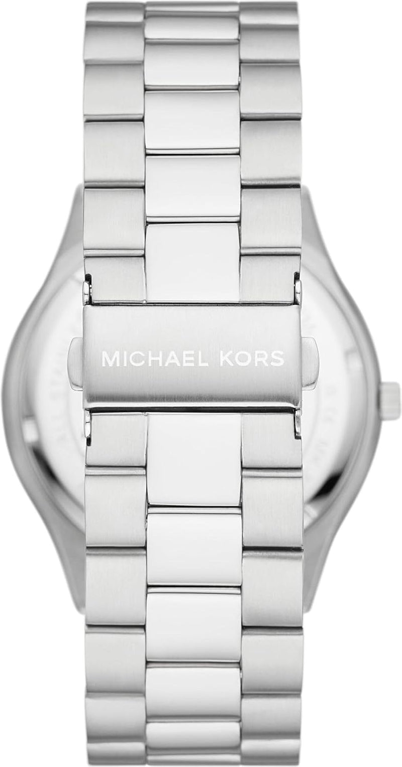 Michael Kors – Slim Runway Collection Silberfarbene Edelstahl-Herrenuhr MK1060SET Herrenbrieftasche Naty Shop