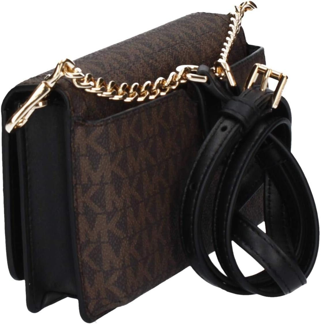 Michael Kors Damen Sm Phn CHN Xbody Bag, Braun/Schwarz Damentaschen Naty Shop