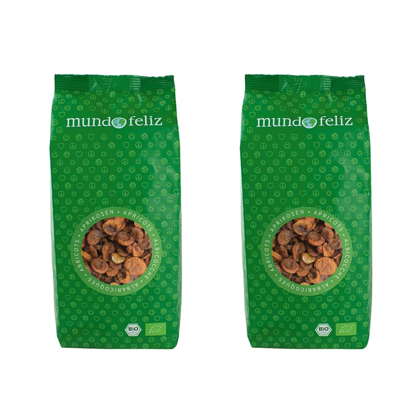 Mundo Feliz Bio-Getrocknete Aprikosen mit Steinen, 2 x 500 g, dehydrierte Produkte, My Store, 500 g (2er-Pack)