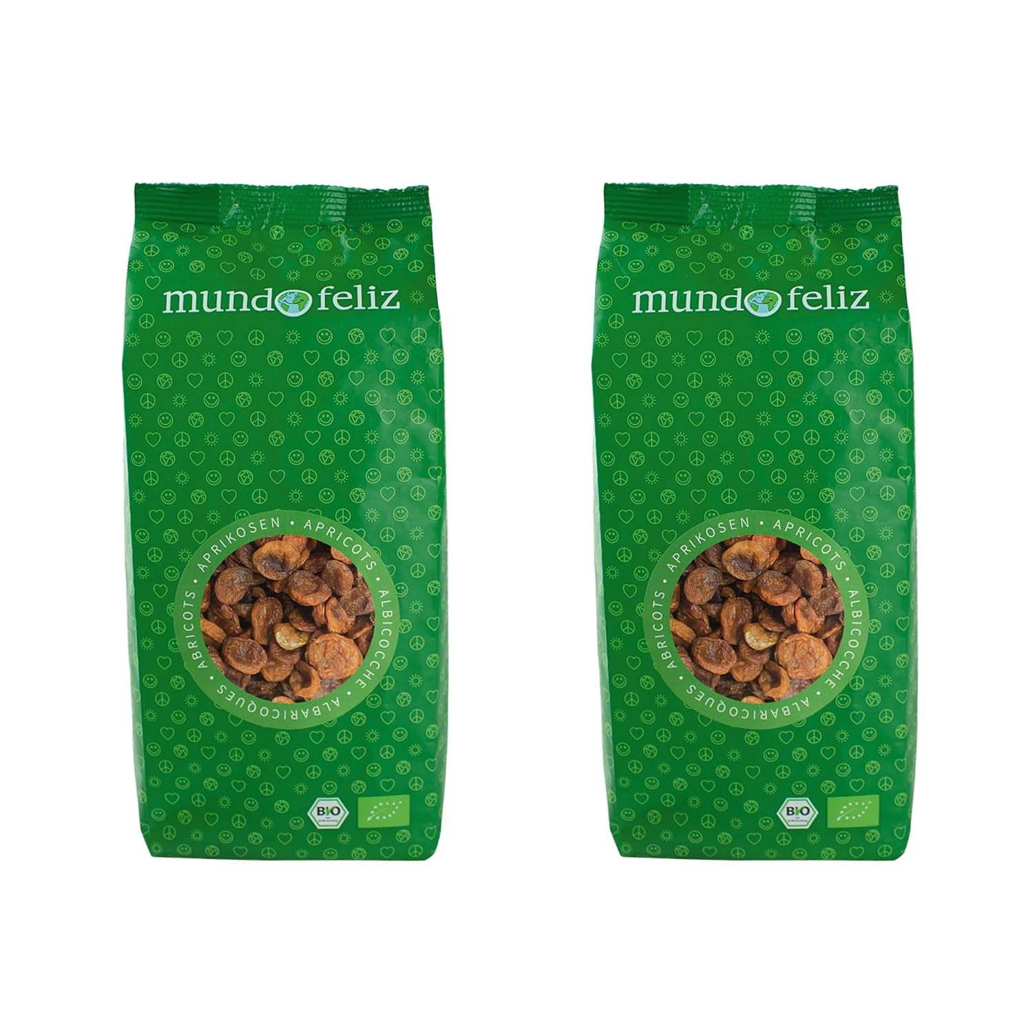 Mundo Feliz Bio-Getrocknete Aprikosen mit Steinen, 2 x 500 g, dehydrierte Produkte, My Store, 500 g (2er-Pack)