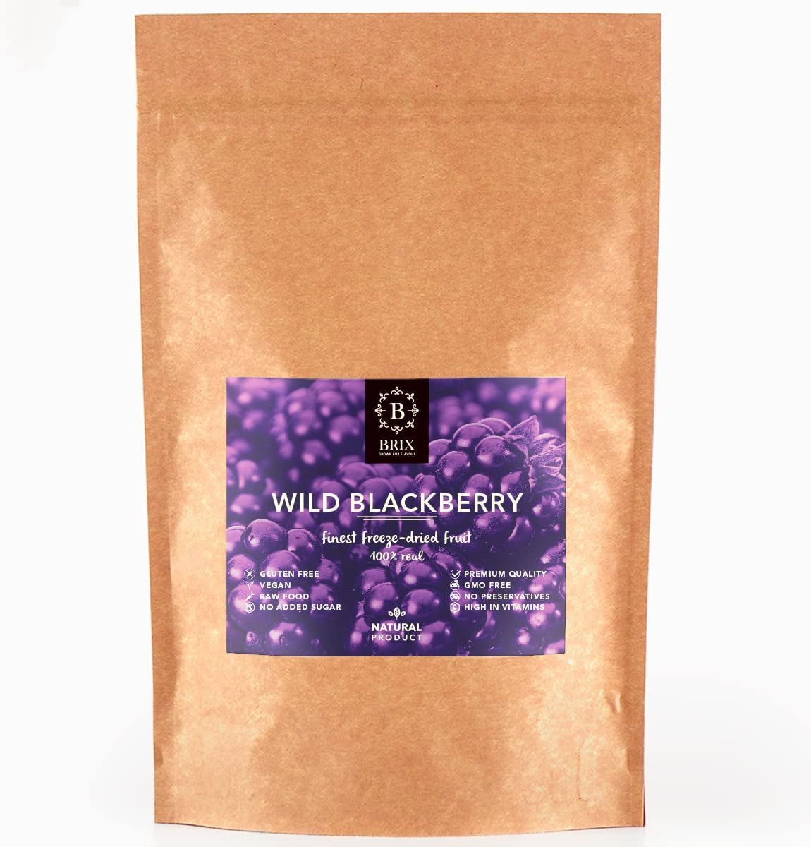 Wilde Brombeeren BRIX | Natürliche wilde Brombeeren, getrocknet 95 g | Great Taste Award für getrocknete Beeren | GVO-frei, glutenfrei, vegan, ohne Vitamine Naty Shop Dehydrierte Produkte Standardtitel