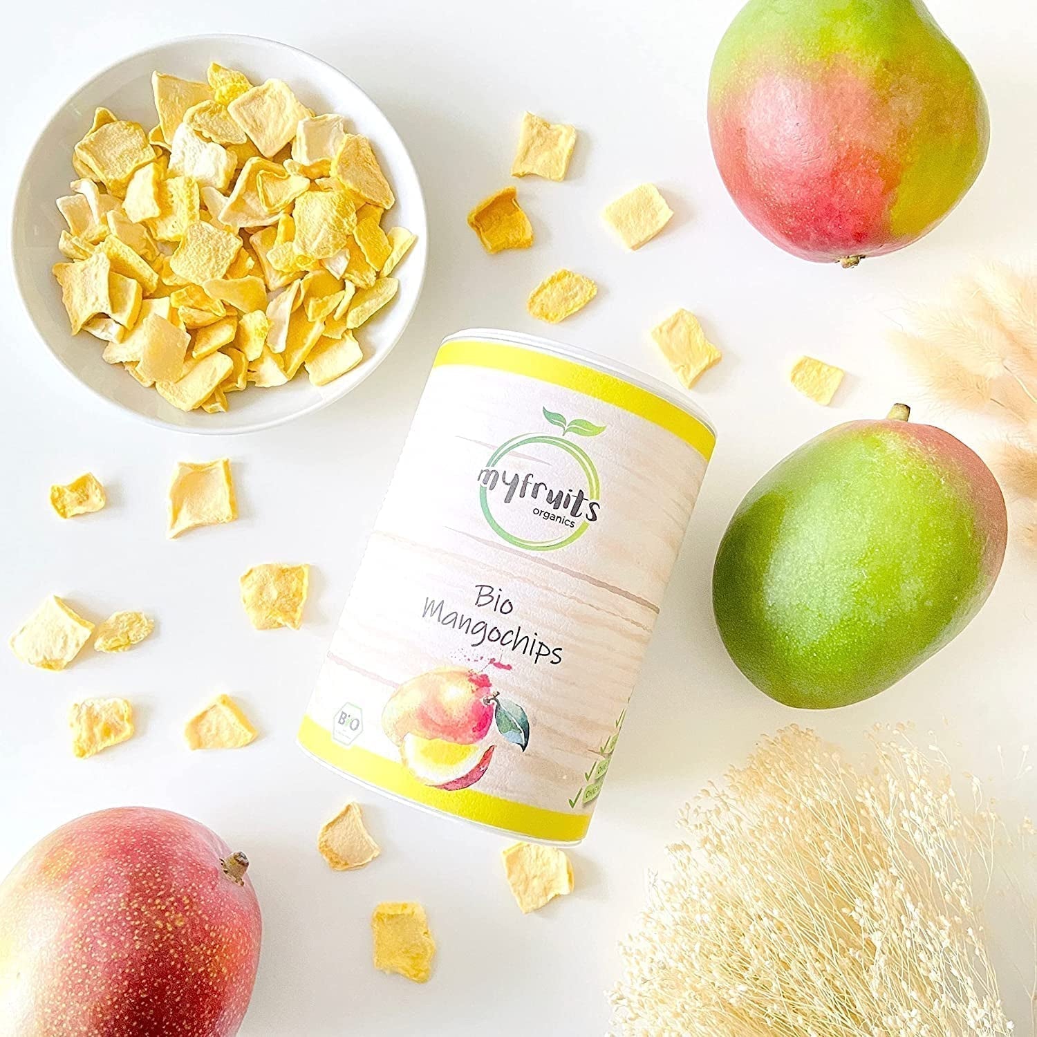 myfruits Bio-Mango, gefriergetrocknete Früchte, 300 g, Fruchtchips, ohne Zusatzstoffe, 100 % Mango, gefriergetrocknete und getrocknete Früchte für Müsli oder Snacks... Dehydrierte Produkte Naty Shop