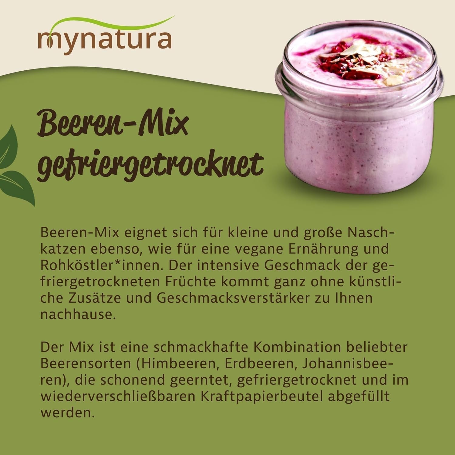 Mynatura Bunte Mischung aus gefriergetrockneten Beeren I Fruchtmischung I Himbeeren I Schwarze Johannisbeeren I Erdbeeren I Fruchtsnacks I Vegan I 350g Dehydrierte Produkte Naty Shop