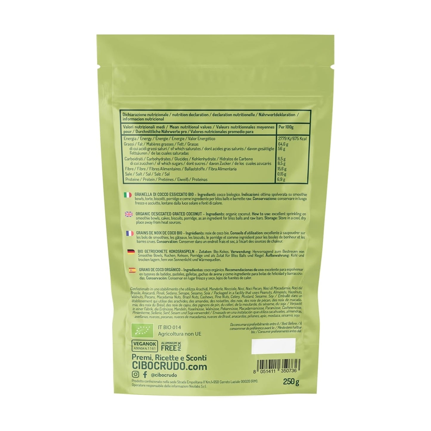 Geraspelte Bio-Kokosnuss – 200 g. Getrocknete Kokosnusschips, ungesüßt und trocken. Kokosflocken. Sonnengetrocknete Kokosnusschips. Hervorragend als Snack und für süße Rezepte. Naty Shop Dehydrierte Produkte