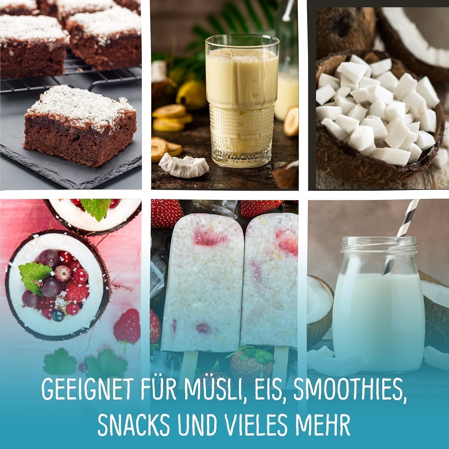 Gefriergetrocknete Kokosnuss: 50 g gefriergetrocknete Früchte – vegane Süßigkeiten, gesüßte Kokosnusswürfel – natürlich getrocknete Früchte von NutriPur. Dehydrierte Produkte Naty Shop