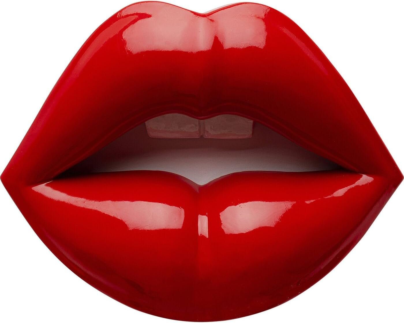Lippen-Wandkunst, rot, modern, dekoratives Objekt, Lippenmotiv, Raumdekoration, Regaldekoration, Accessoire, Wohnzimmer, Flur, Büro, Schlafzimmer, 30 x 23 x 8 cm (H/B/T). Naty Shop Statuen & Skulpturen Standardtitel