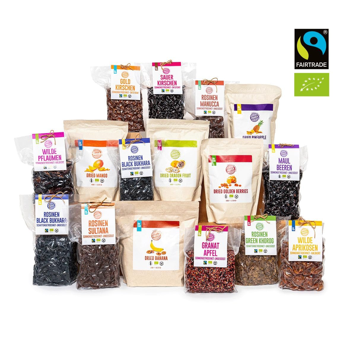 PAKKA Bio- und Fair-Trade-Ananasstücke 1 kg, Bio- und Fair-Trade-getrocknete Ananas, ungesüßt, ungeschwefelt, direkt vom Produzenten in Kolumbien produziert und abgefüllt, vegan 1000 g Dehydrierte Produkte Naty Shop