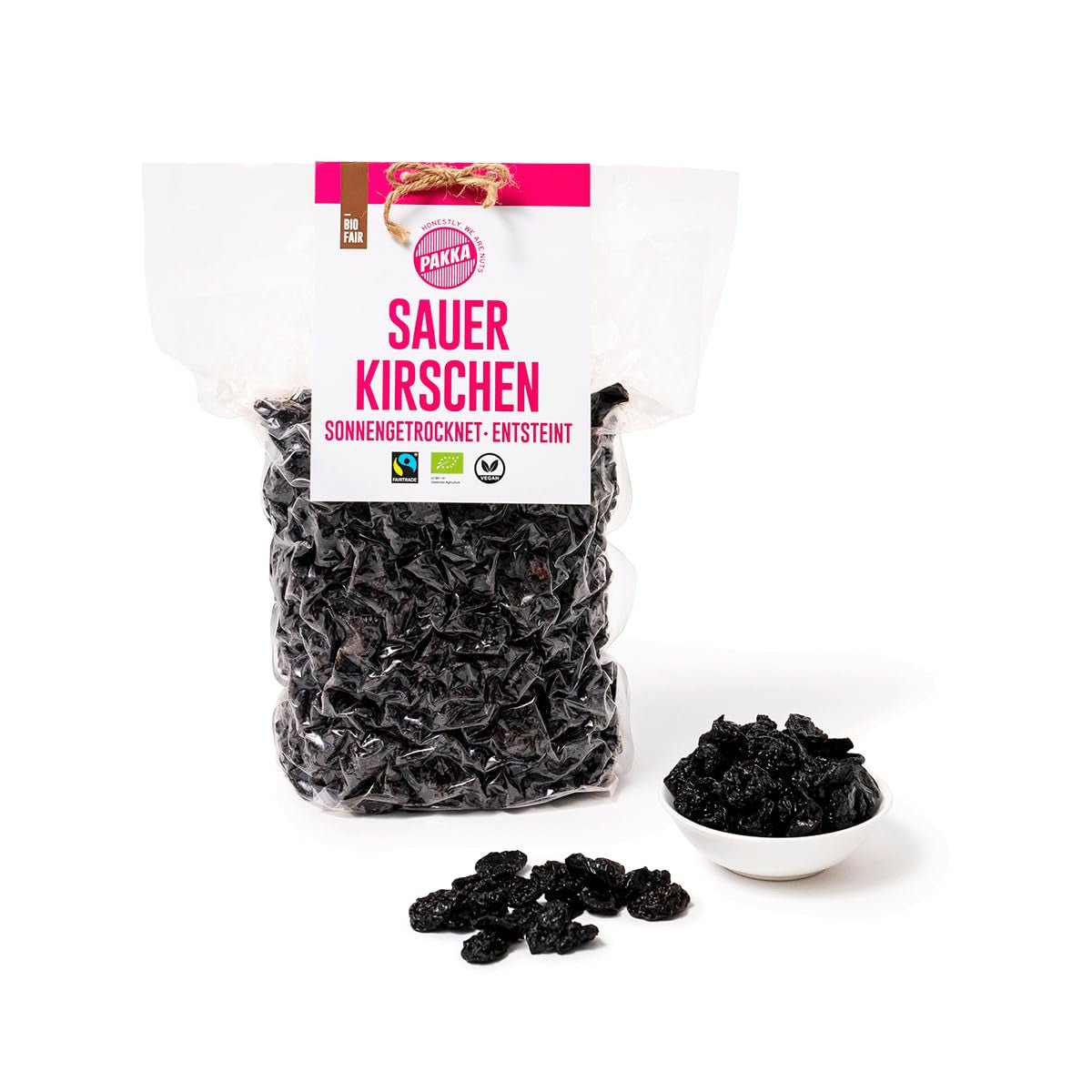 PAKKA – Sonnengetrocknete Bio-Fairtrade-Kirschen 750 g, wild geerntete Bio-Kirschen, ungekernt, ungesüßt, direkt von Kleinbauern in Samarkand, Usbekistan, vegan, 750 g Naty Shop Dehydrierte Produkte Variante 1: 750 g (1 Packung)