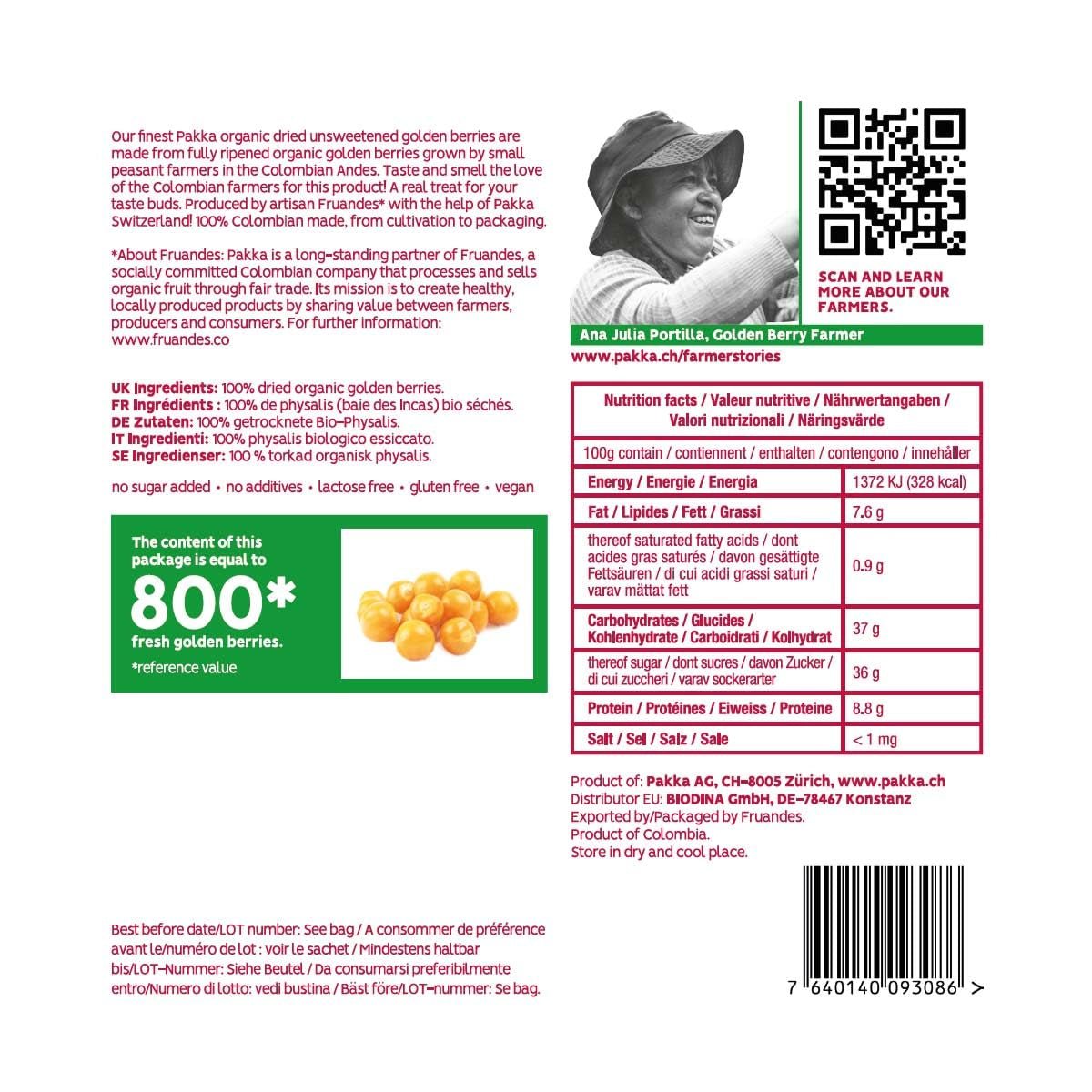 PAKKA Bio-Fairtrade-Physalis 1kg, Bio- und Fairtrade-Sanddorn getrocknet, ungesüßt, ungeschwefelt, direkt vom Produzenten in Kolumbien produziert und abgefüllt, vegan 1000g (1 Packung) Dehydrierte Produkte Naty Shop
