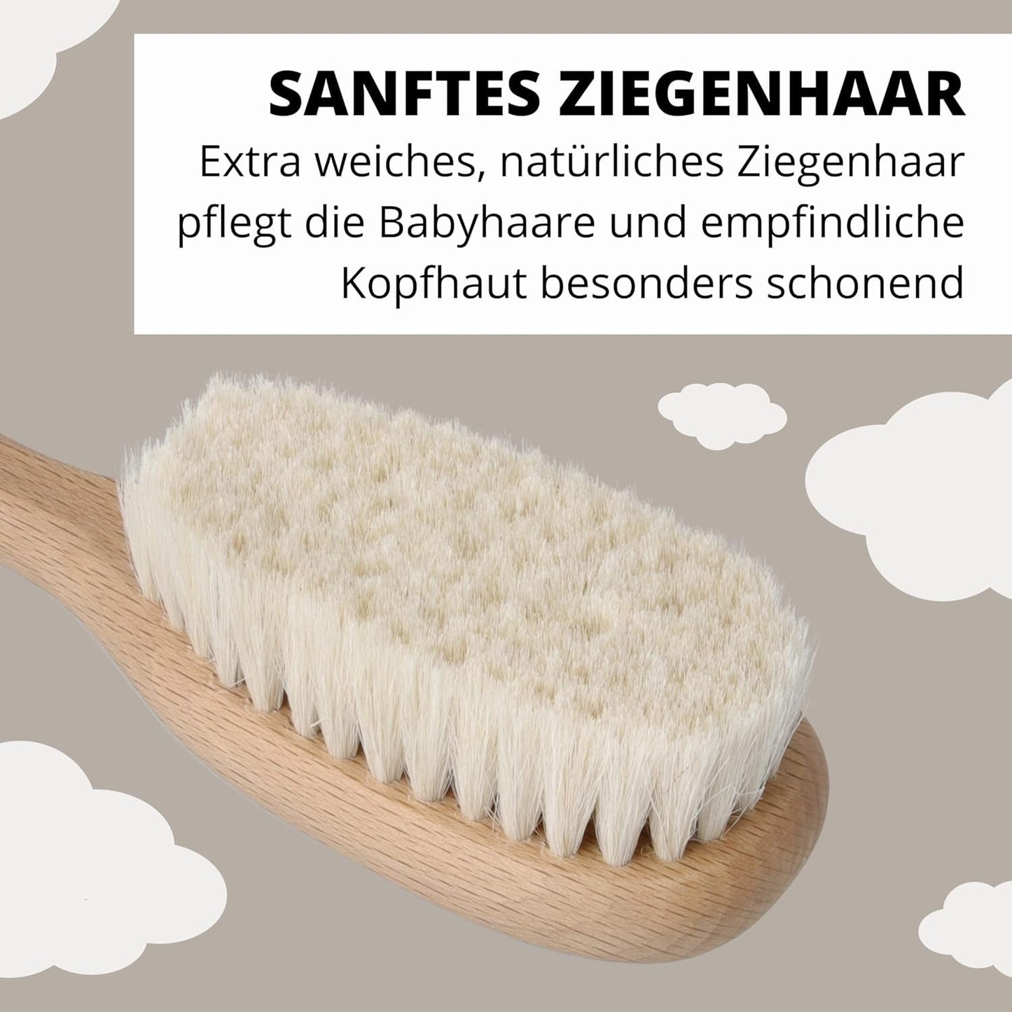 PARSA Beauty Babyhaarbürste mit Ziegenhaar – Babyhaarbürste aus FSC®-zertifiziertem Buchenholz – Bürste zur Pflege feiner Babyhaare – Babybürste Kinder – Bade- und Hautpflege Naty Shop