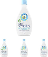 PENATEN Ultra Sensitive Bad & Shampoo (400 ml), Bad und Shampoo für Babys, besonders sanft für die sehr empfindliche Haut von zu Neurodermitis neigenden Babys, Duschgel und Haarshampoo ohne Parfüm und Farbstoffe Kinder - Bade- und Hautpflege Naty Shop 400 ml (4er Pack) Waschgel