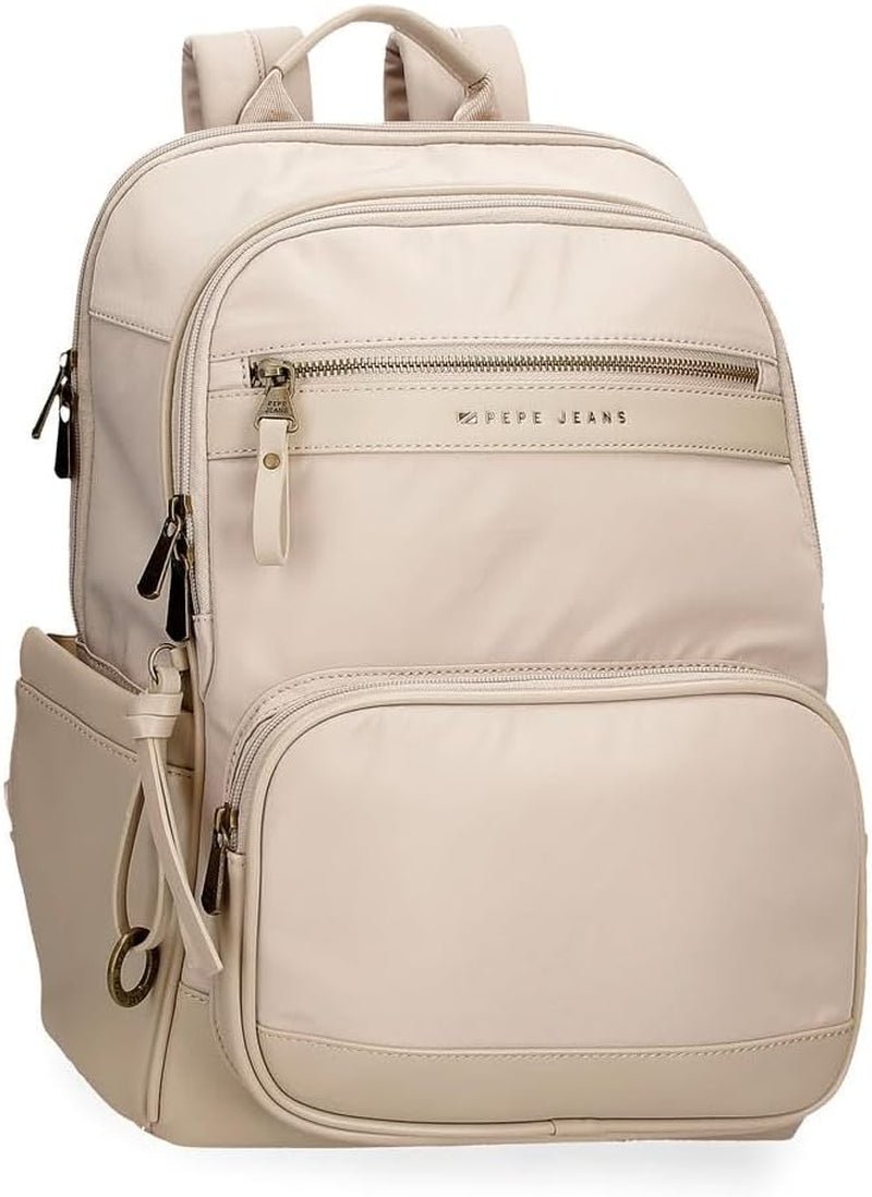 Pepe Jeans Morgan Lässige Rucksäcke Reisetaschen Beige Schwarz Kunstleder Für Damen Von Joumma Taschen Gepäck & Reiseausrüstung Naty Shop Beigefarbener PC-Rucksack