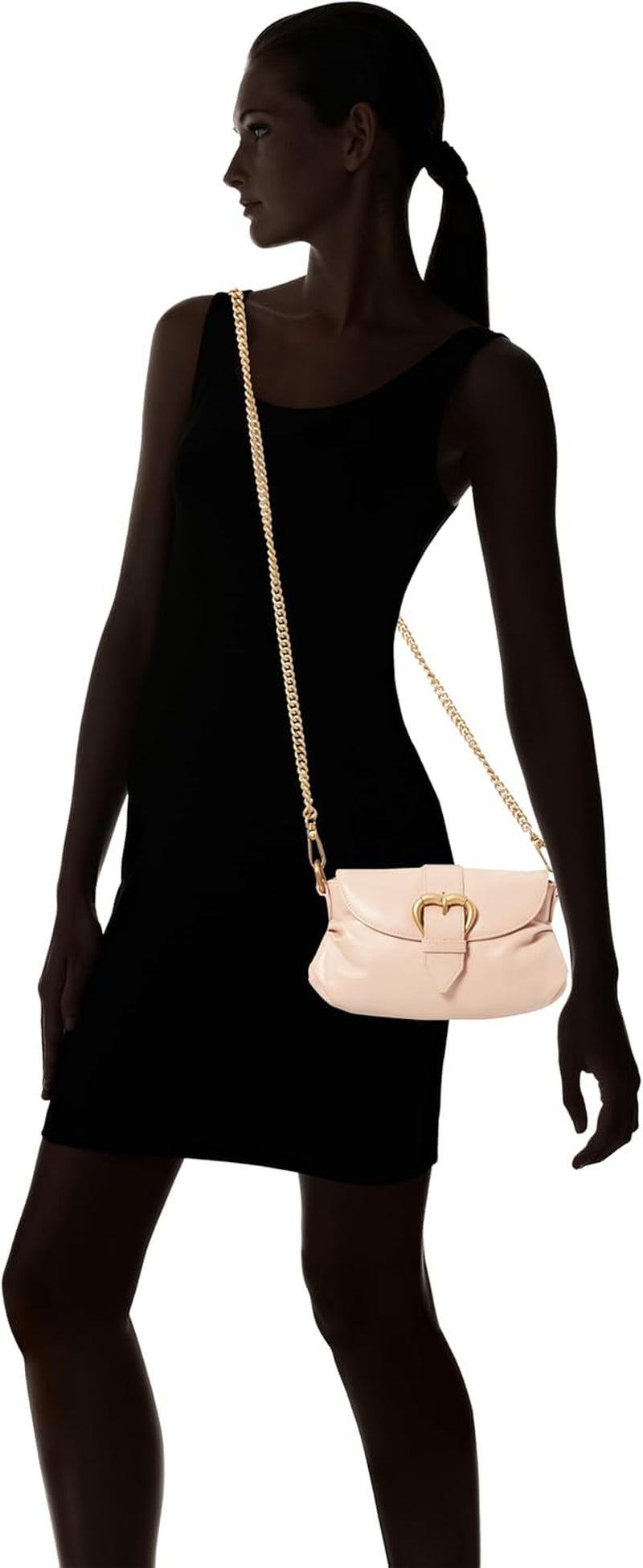 Pinko Jolene Shoulder Mini Crystal Calf Bag für Damen, O81m_Chocolate Gold Damentaschen Naty Shop