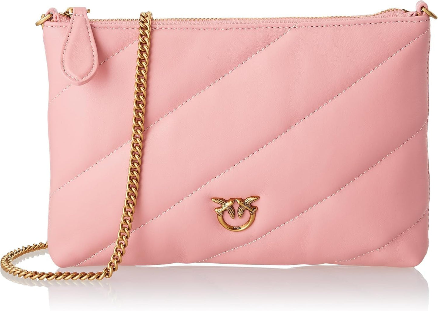 Pinko Ladies Flat Pouch Sheep Nappa FLACHTASCHE SCHAFNAPPA Damentaschen Naty Shop P66Q_Rosa Rossore-Antique Gold