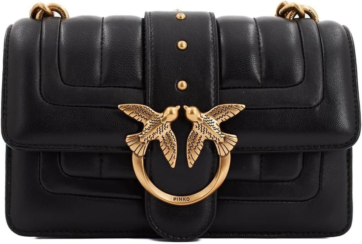 Pinko Ladies Love One Mini Cl Single Side Sheep Nappa Line Quilt Bag Damen Taschen Naty Shop Z99Q_Antique Schwarz-Gold