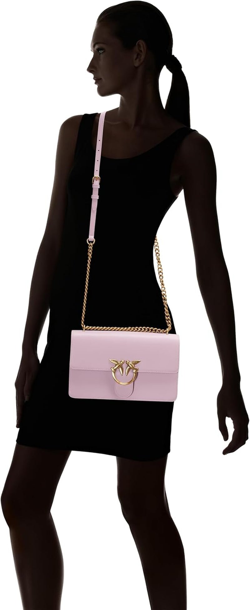 Pinko Love One Classic Dc Kalbsledertasche, wgq_lilac- Antikgold Damentaschen Naty Shop