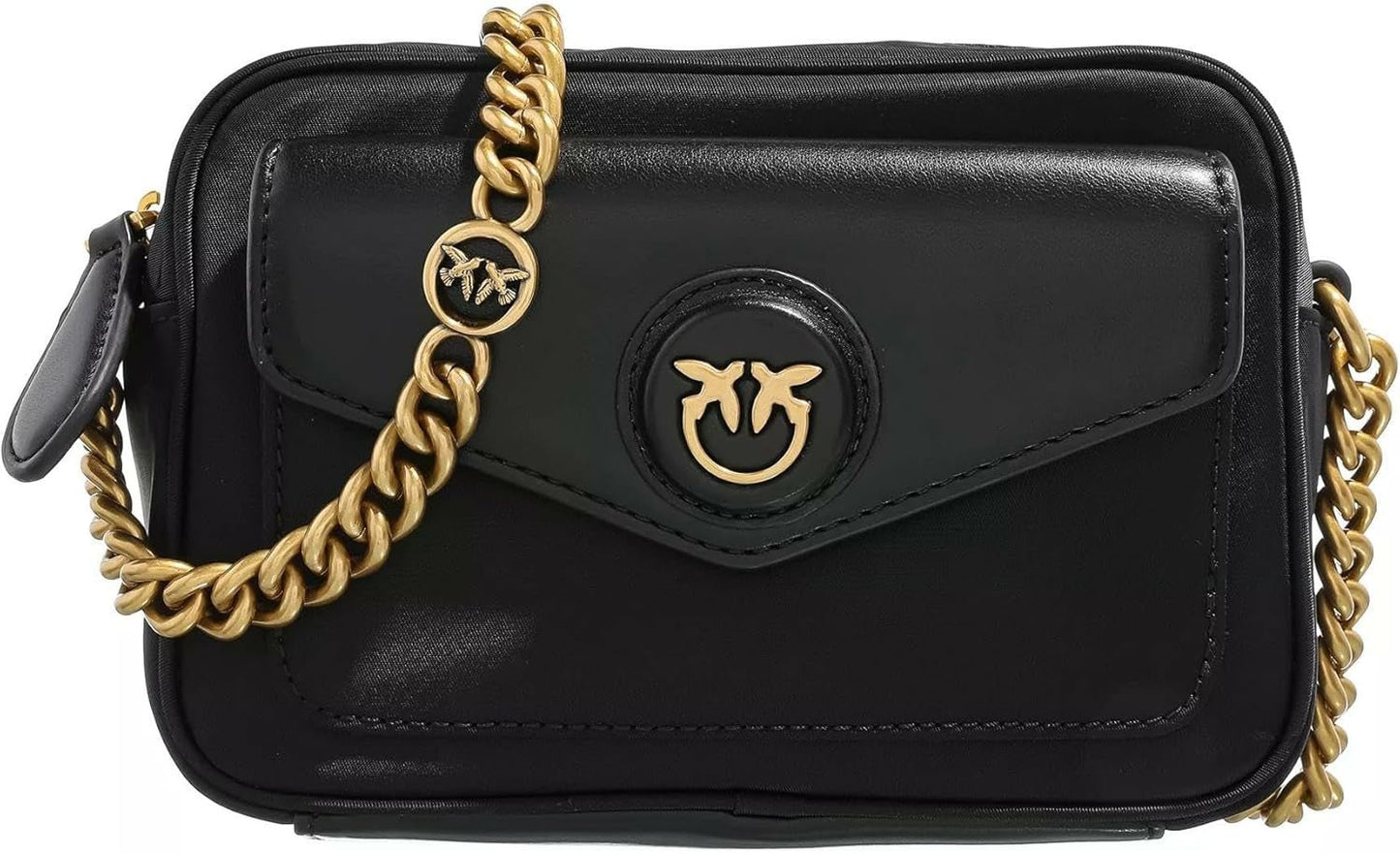 Pinko Nyllo Gate Kameraetui Recycelte NYLO Damentaschen Naty Shop Z99Q_Antique Schwarz-Gold