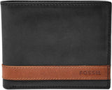 Fossil Herren-Geldbörse Quinn aus Leder, faltbar, 11,5 cm L x 2 cm B x 9 cm H. Naty Shop Herren-Geldbörse, Schwarz, 11,43 cm L x 1,91 cm B x 8,89 cm H