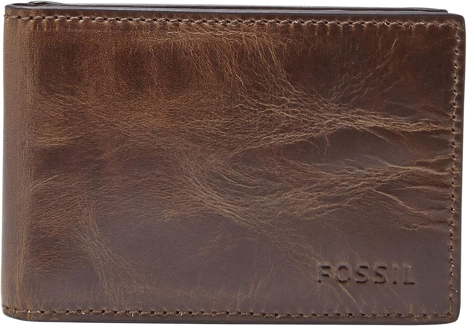 Fossil Andrew Bifold-Geldbörse aus Leder für Herren, 11,5 cm L x 1,9 cm B x 7,7 cm H. Naty Shop Herren-Geldbörse Derrick Dunkelbraun