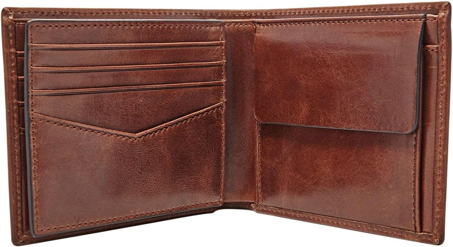 Fossil Ryan Herren-Geldbörse aus Leder, faltbar, 11,43 cm L x 2,54 cm B x 9,525 cm H. Herren-Geldbörse Naty Shop