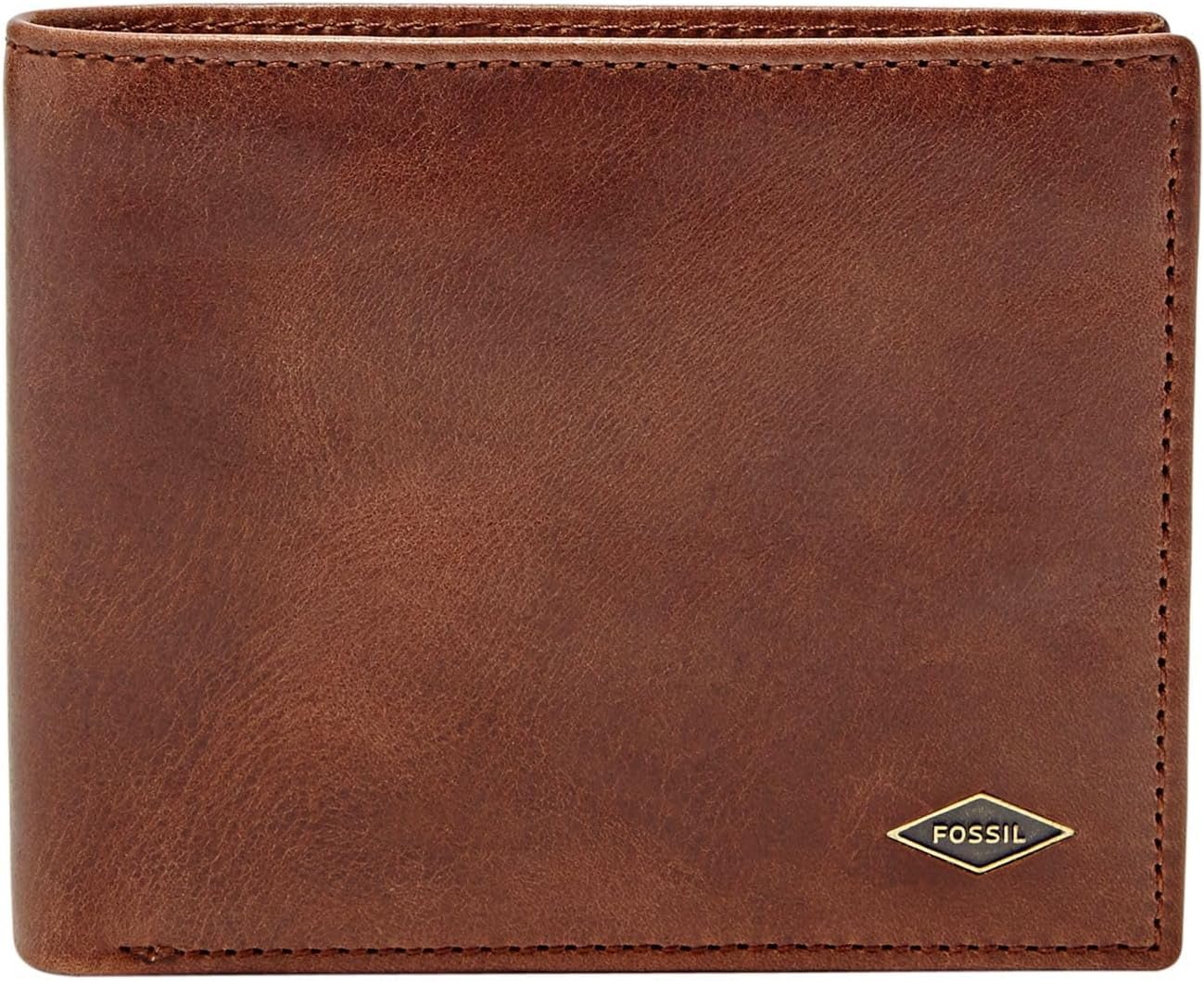 Fossil Ryan Herren-Geldbörse aus Leder, faltbar, 11,43 cm L x 2,54 cm B x 9,525 cm H, Herren-Geldbörse Naty Shop, Dunkelbraun
