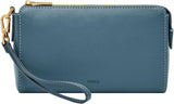 Fossile Geldbörse aus Leder oder Polyester für Damen Damenbrieftasche Naty Shop Türkisblau