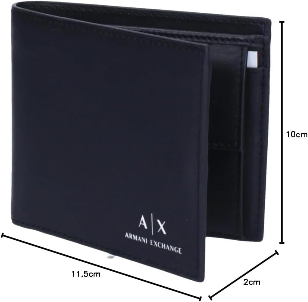 Armani Exchange Herren-Essential-Geldbörse, einfacher Logo-Druck, schwarze Herren-Geldbörse, Naty Shop