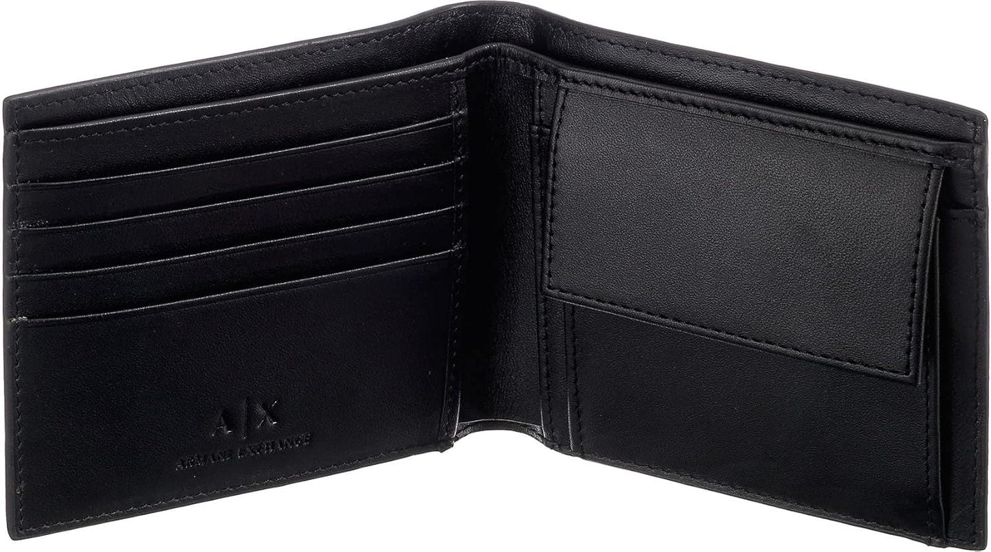 Armani Exchange Herren-Essential-Geldbörse, einfacher Logo-Druck, schwarze Herren-Geldbörse, Naty Shop