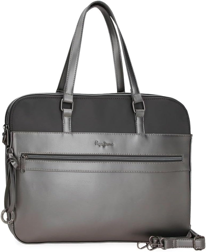 Pepe Jeans Ruby Portemonnaie, Geldbeutel, Portemonnaie, aus Polyester mit Kunstlederdetails. Fächer, Reißverschlüsse. Von Joumma Bags Damenbrieftasche Naty Shop Anthrazit Aktentasche Pc