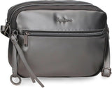 Pepe Jeans Ruby Portemonnaie, Geldbeutel, Portemonnaie, aus Polyester mit Kunstlederdetails. Fächer, Reißverschlüsse. Von Joumma Bags Damenbrieftasche Naty Shop Anthrazit Doppelte Umhängetasche