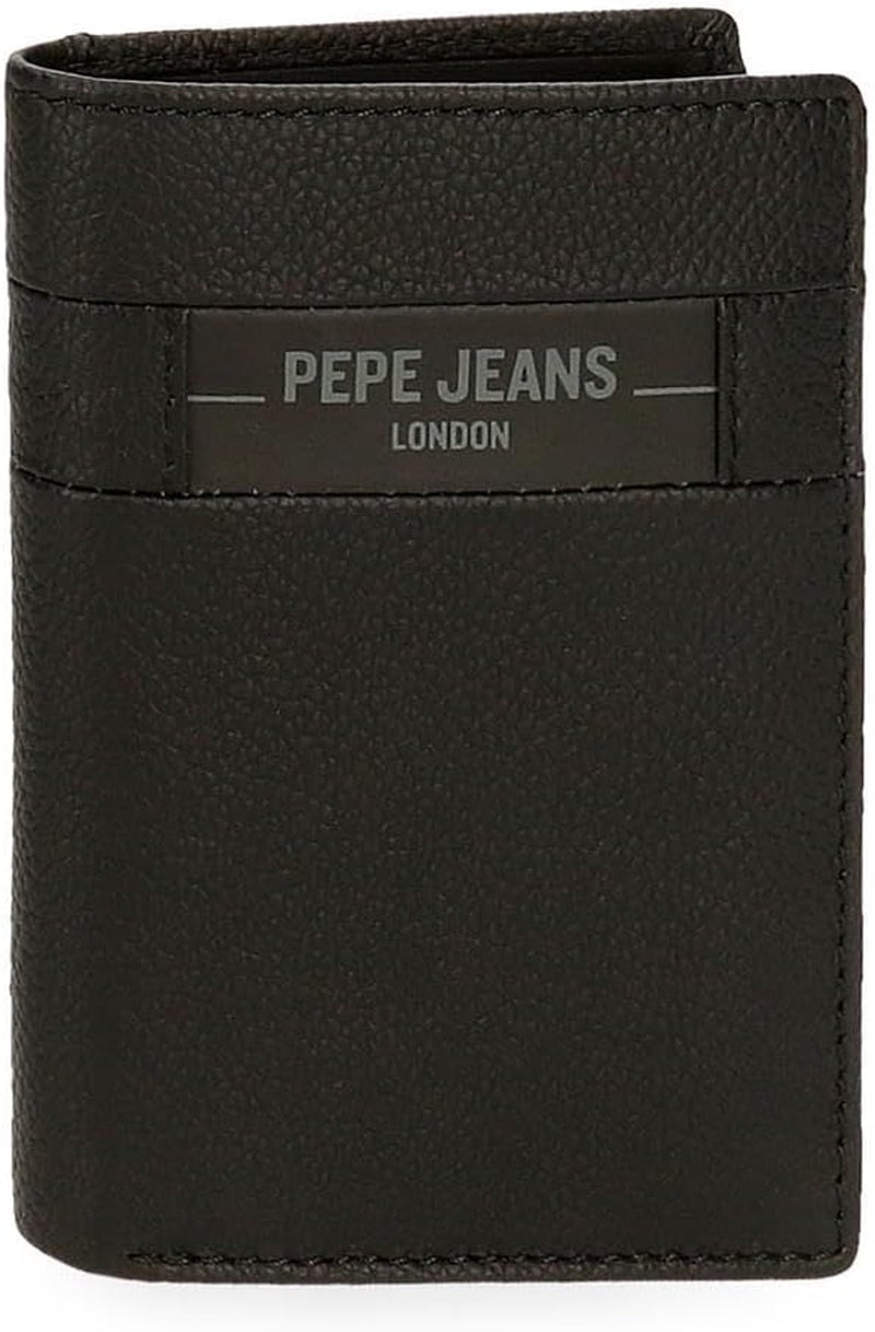 Pepe Jeans Checkbox Schwarz Braun Blau Grau Rindsleder-Geldbörsen und Geldbörsen Herren-Geldbörse Naty Shop Schwarze vertikale Geldbörse