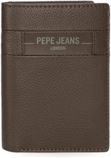Pepe Jeans Checkbox Schwarz Braun Blau Grau Rindsleder-Geldbörsen und Geldbörsen Naty Shop Herren-Geldbörse Braune vertikale Geldbörse