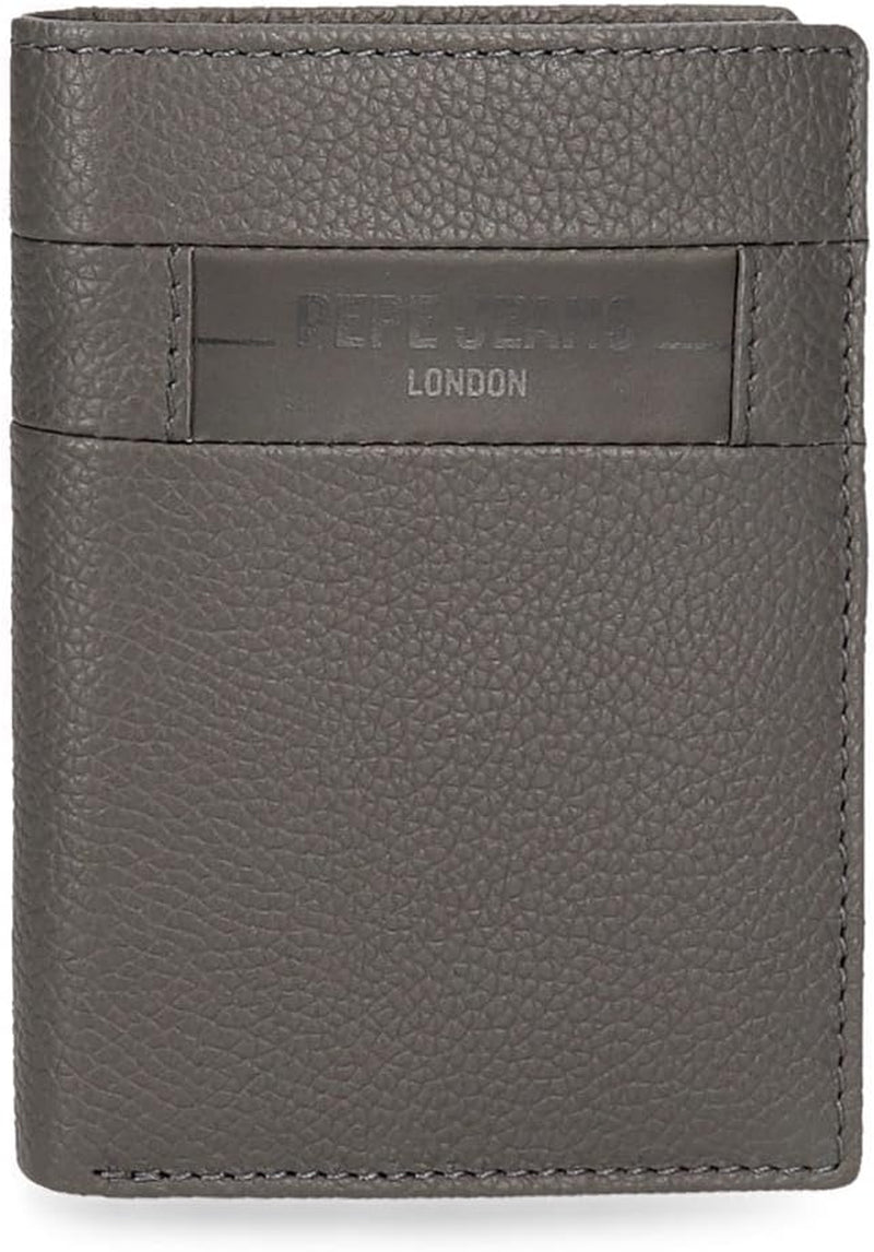 Pepe Jeans Checkbox Schwarz Braun Blau Grau Rindsleder-Geldbörsen und Geldbörsen Herren-Geldbörse Naty Shop Graue vertikale Geldbörse