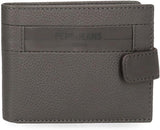 Pepe Jeans Checkbox Schwarz Braun Blau Grau Rindsleder-Geldbörsen und Geldbörsen Herren-Geldbörse Naty Shop Graue horizontale Geldbörse