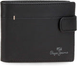 Pepe Jeans Staple Geldbörsen und Geldbörsen aus Rindsleder, Schwarz, Braun, Marineblau, verschiedene Größen Naty Shop Herren-Geldbörse Schwarze vertikale Geldbörse